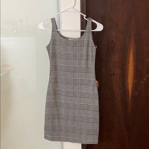 plaid mini dress striped on the sides